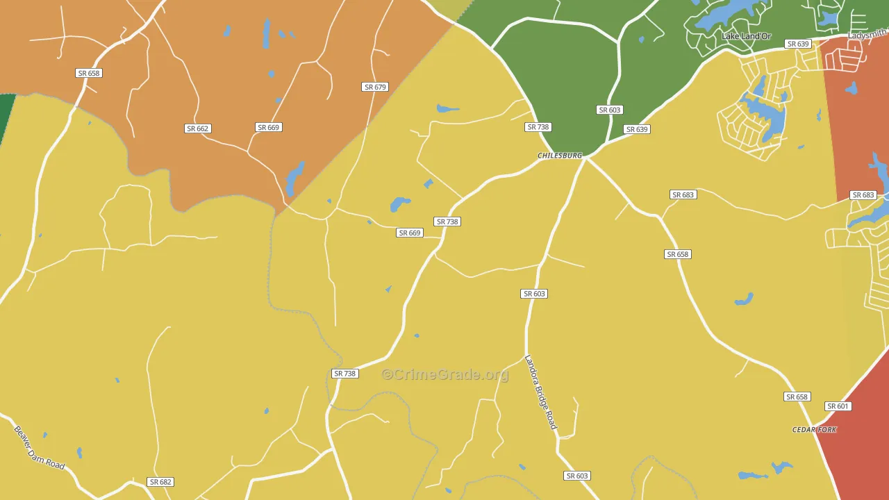 Chilesburg, VA Map of Assault Rates