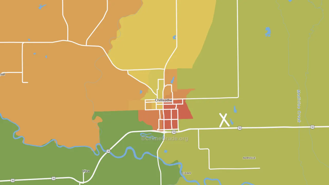 Chillicothe, MO Map of Assault Rates