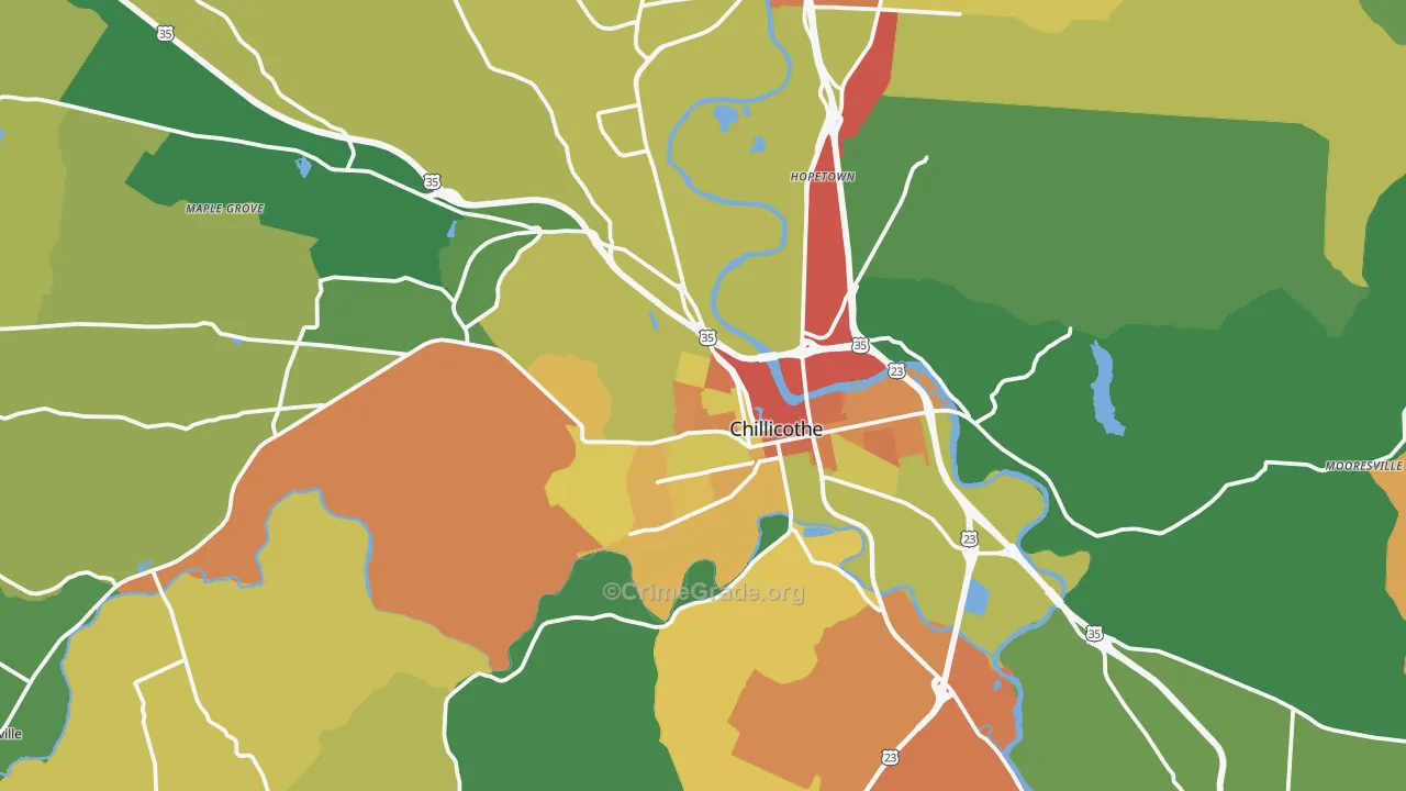 Chillicothe, OH Map of Assault Rates