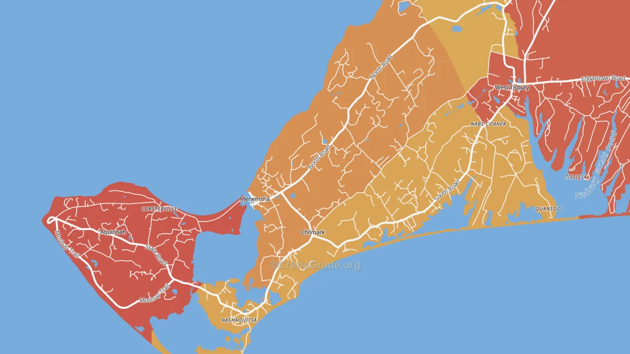 Chilmark, MA Map of Assault Rates