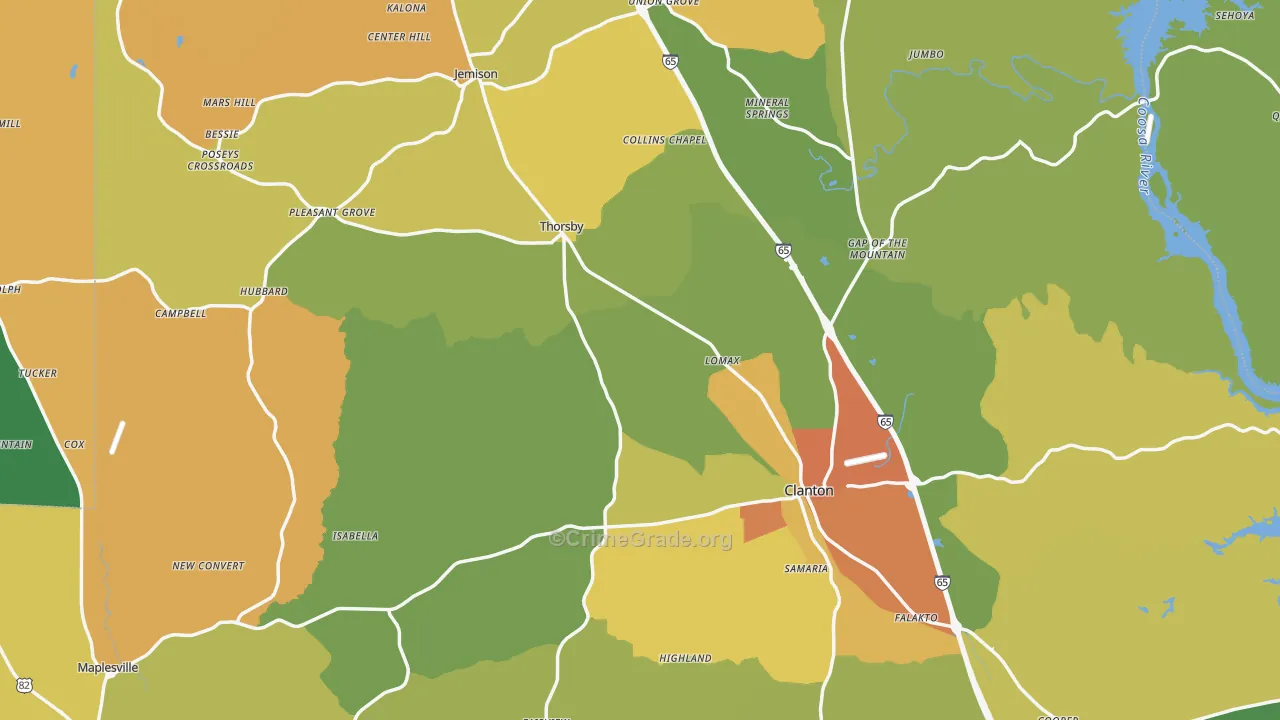 Chilton County, AL Map of Assault Rates