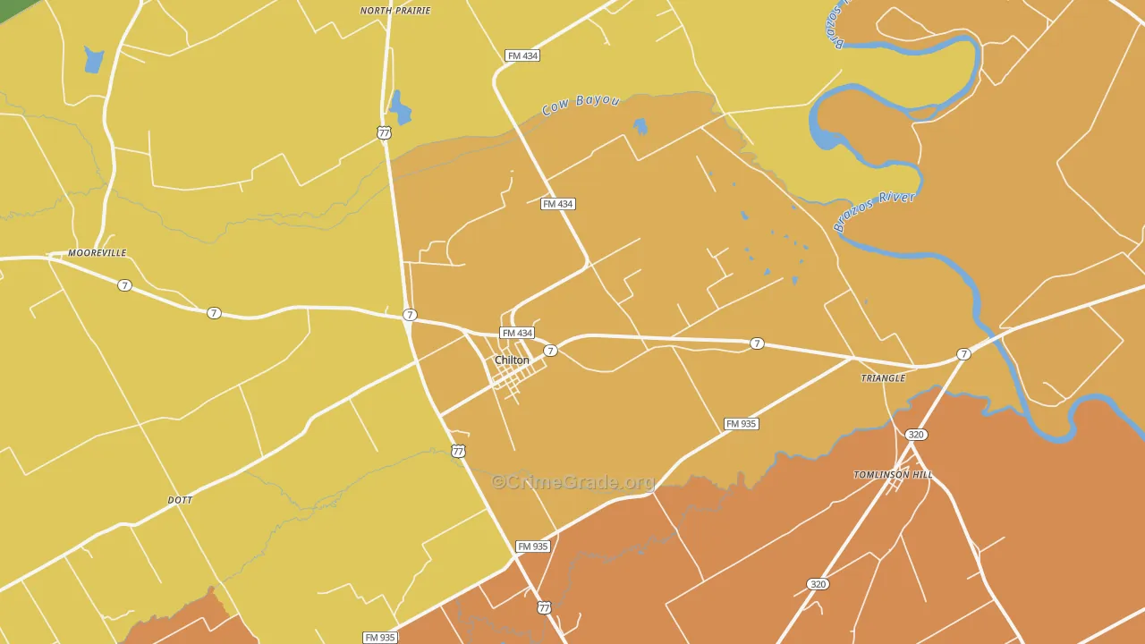 Chilton, TX Map of Assault Rates