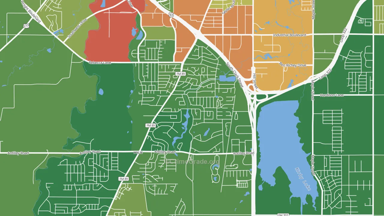 Chimney Rock Area, Abilene, TX Map of Assault Rates