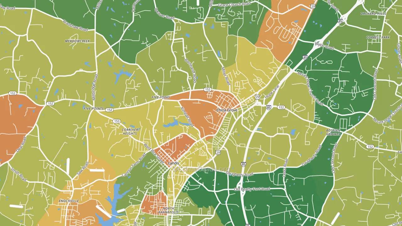 China Grove, NC Map of Assault Rates