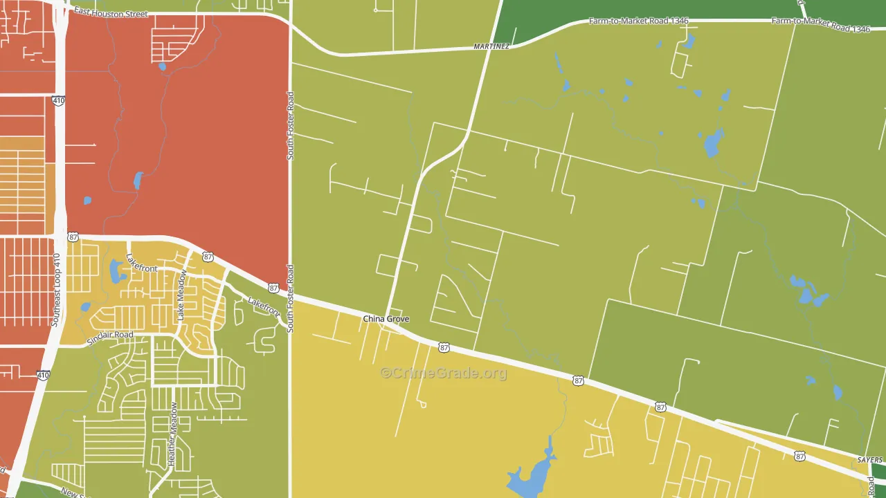 China Grove, TX Map of Assault Rates