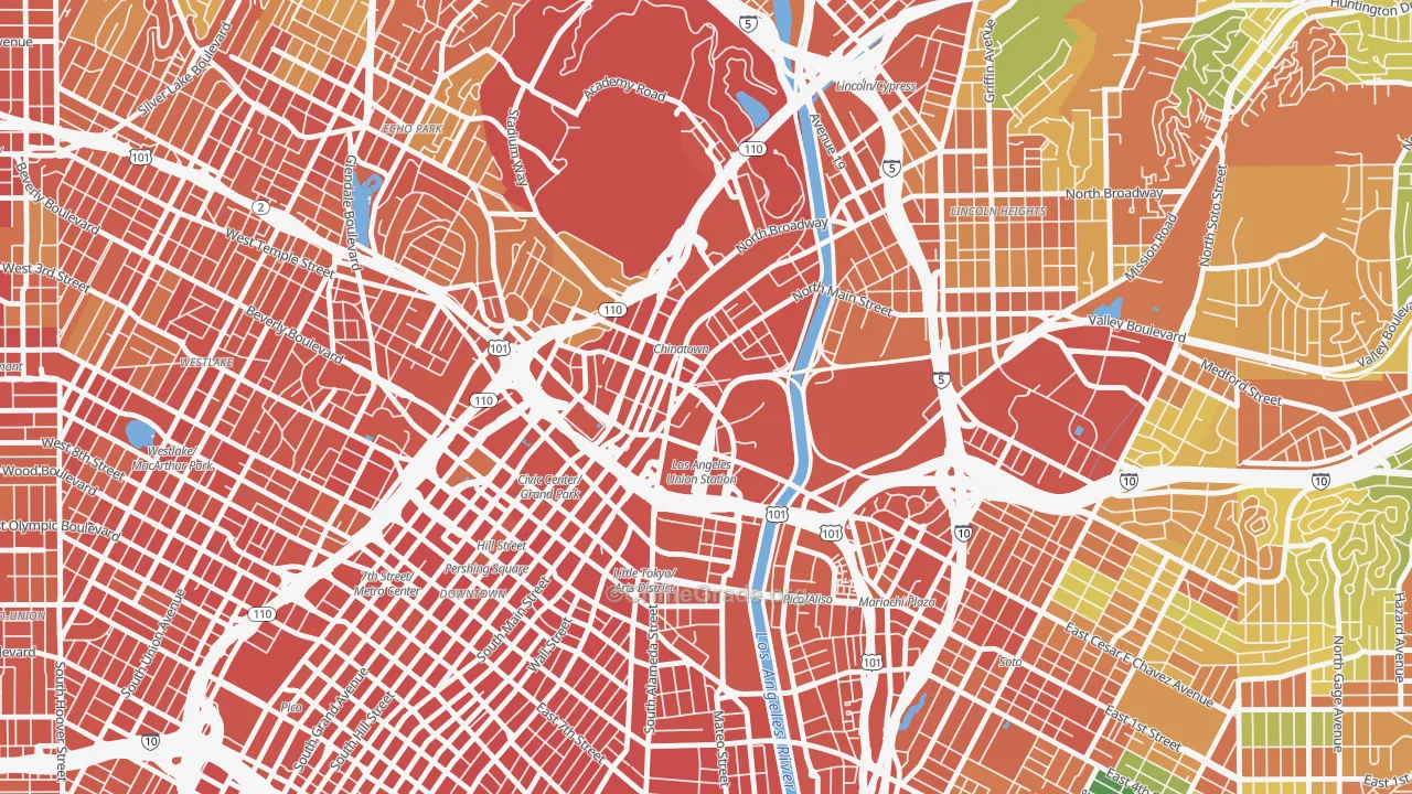 Chinatown, Los Angeles, CA Map of Assault Rates
