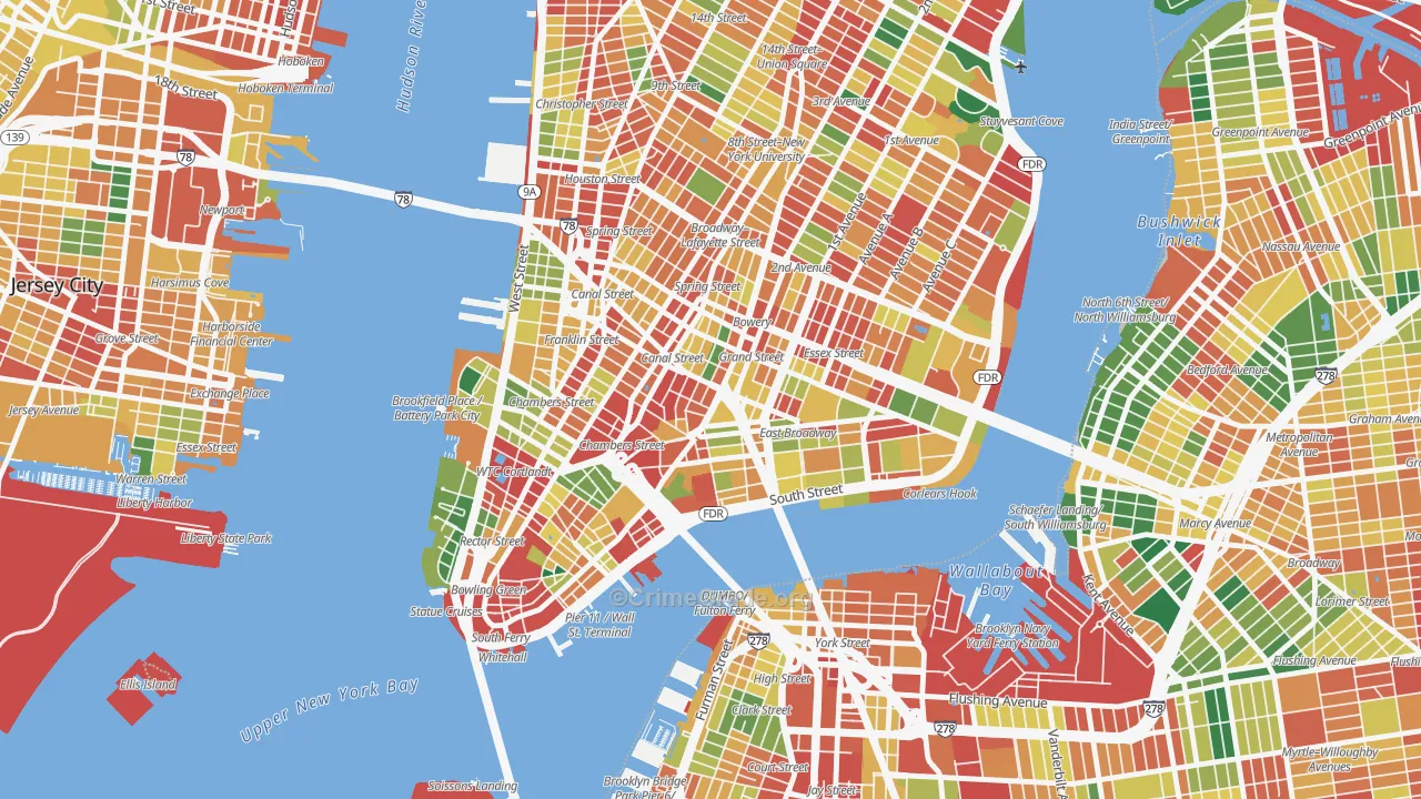 Chinatown, Manhattan, NY Map of Assault Rates