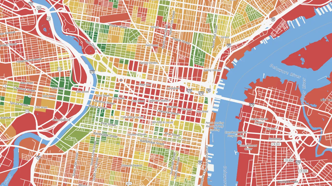 Chinatown, Philadelphia, PA Map of Assault Rates