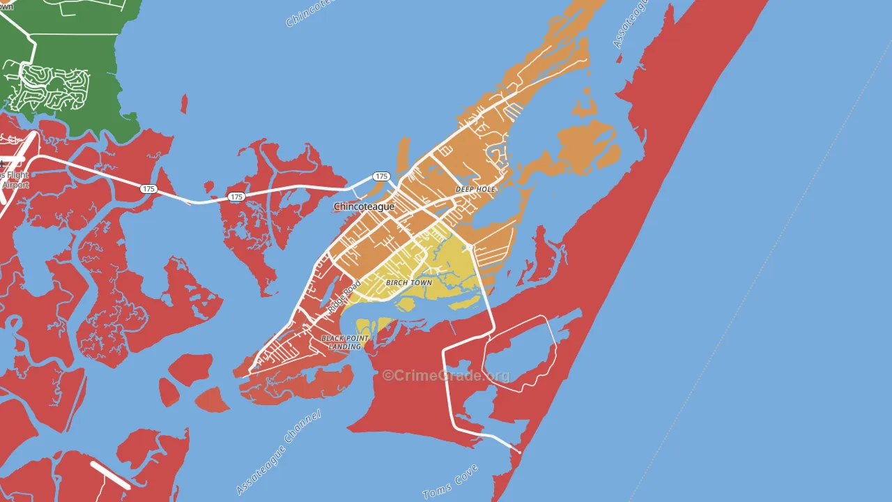 Chincoteague Island, VA Map of Assault Rates