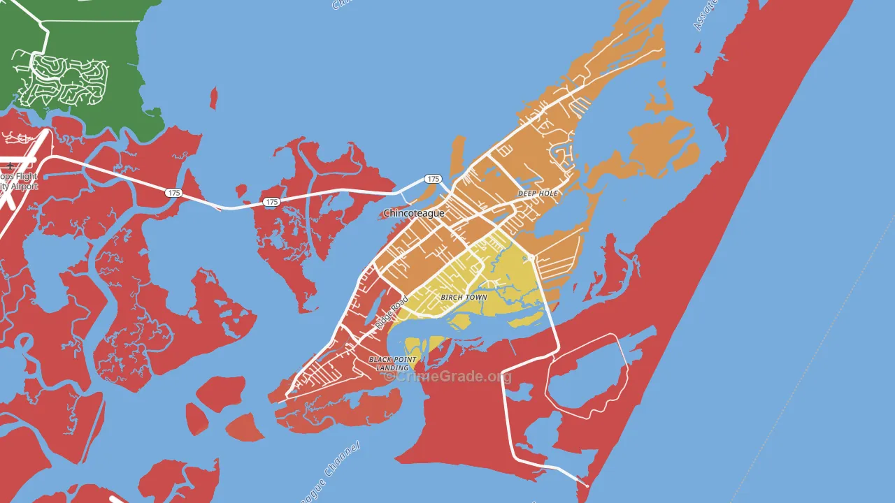 Chincoteague, VA Map of Assault Rates