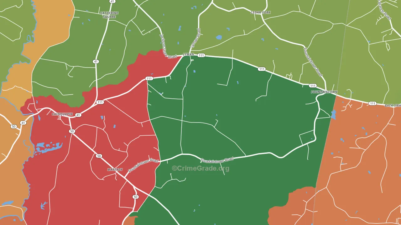 Chinquapin, NC Map of Assault Rates
