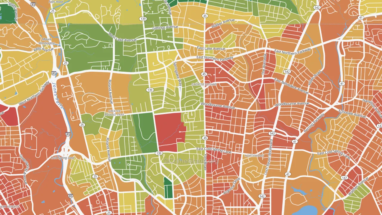 Chinquapin Park-Belvedere, Baltimore, MD Map of Assault Rates