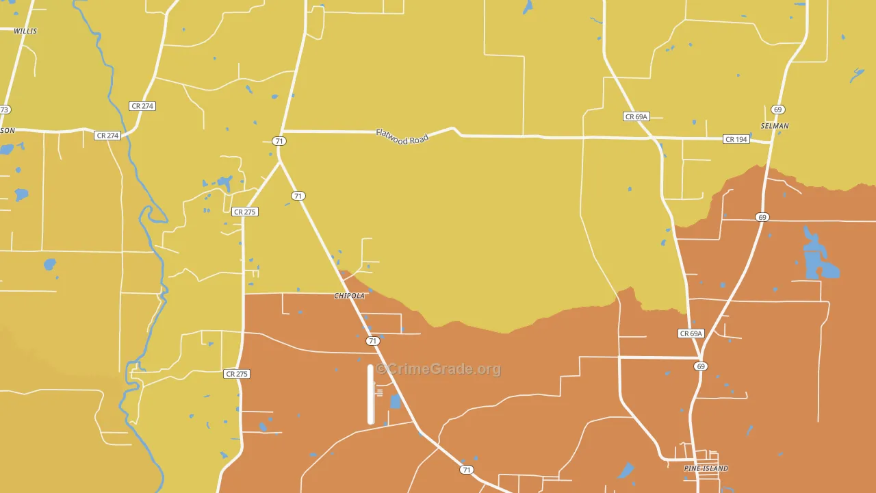 Chipola, FL Map of Assault Rates
