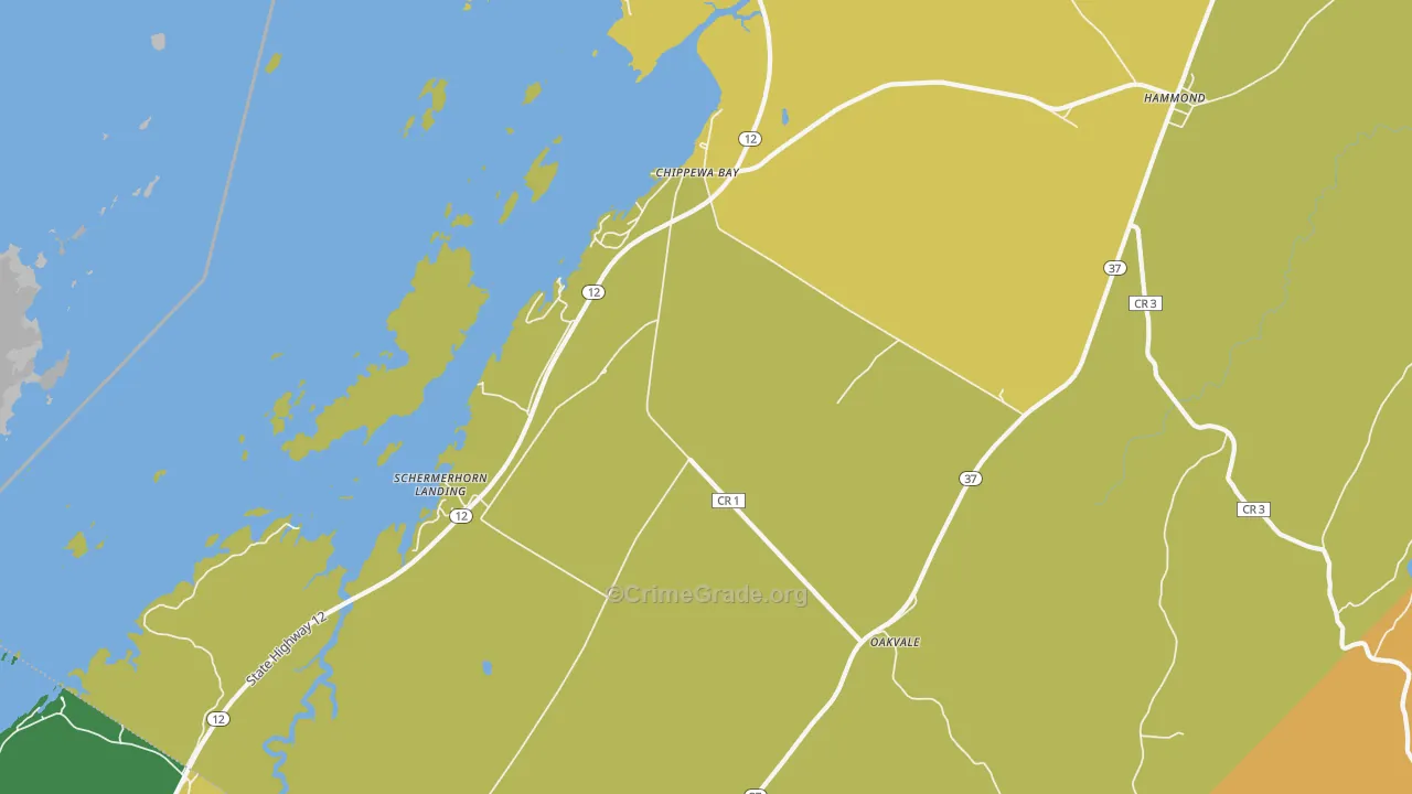 Chippewa Bay, NY Map of Assault Rates