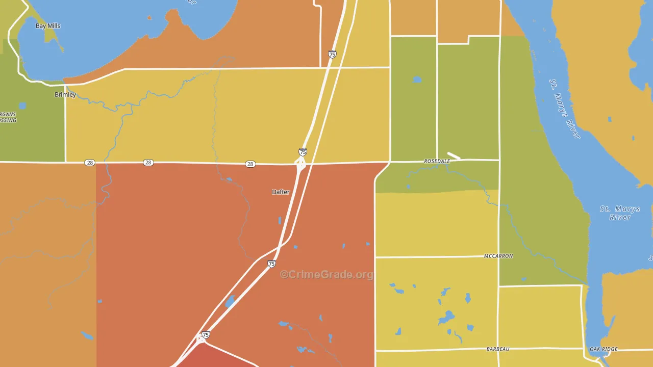 Chippewa County, MI Map of Assault Rates