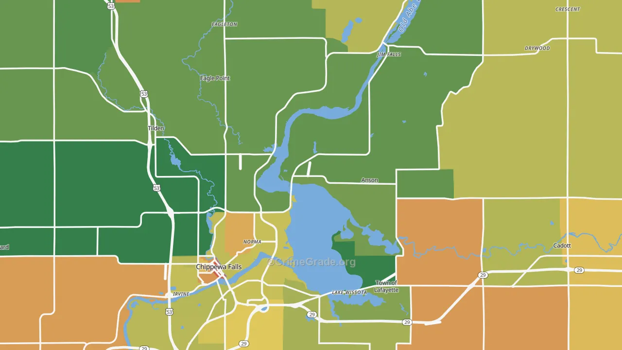 Chippewa County, WI Map of Assault Rates