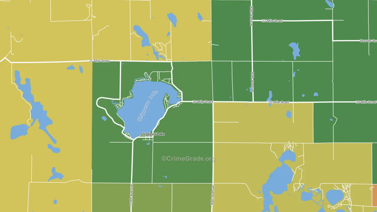 Chippewa Lake, MI Map of Assault Rates