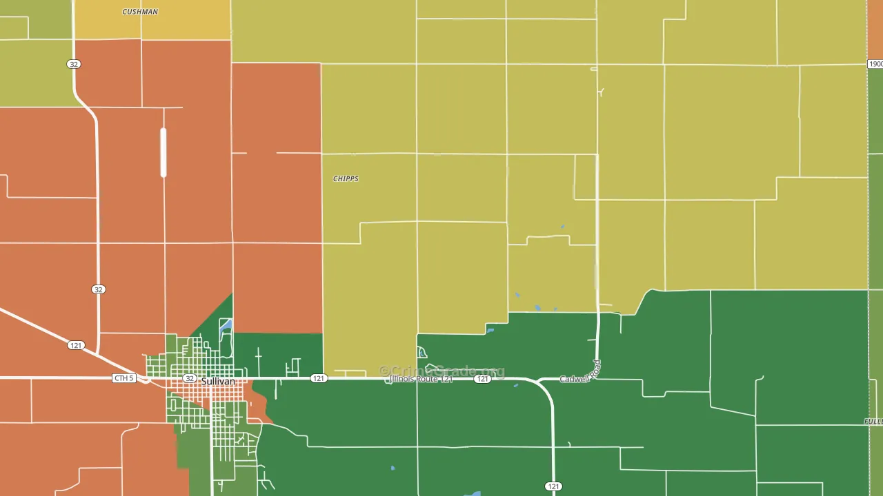 Chipps, IL Map of Assault Rates