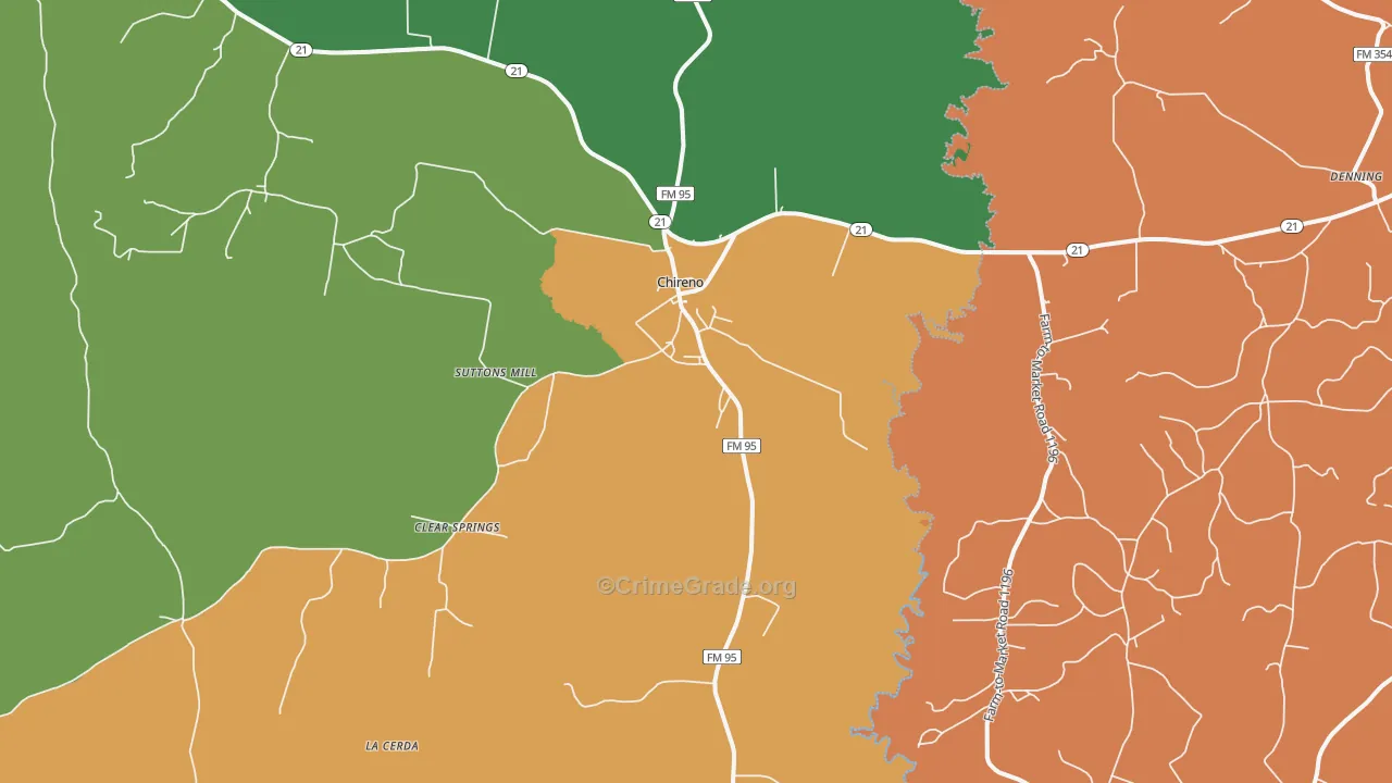 Chireno, TX Map of Assault Rates