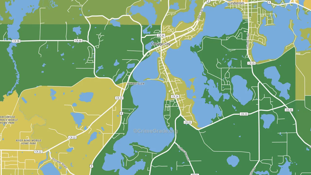 Chisago City, MN Map of Assault Rates