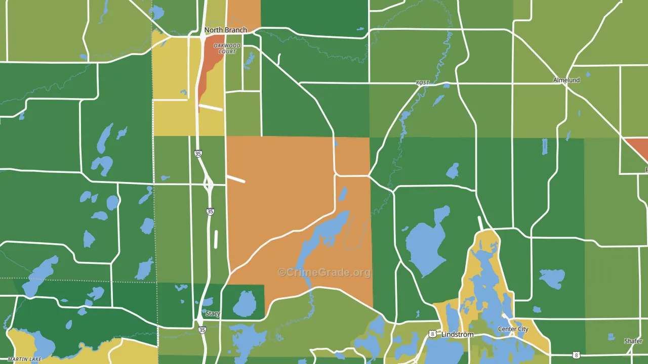 Chisago County, MN Map of Assault Rates