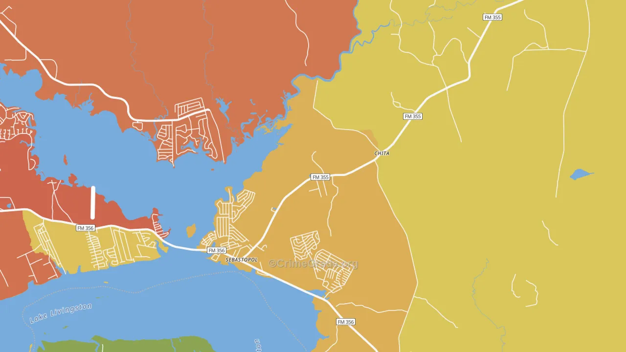 Chita, TX Map of Assault Rates