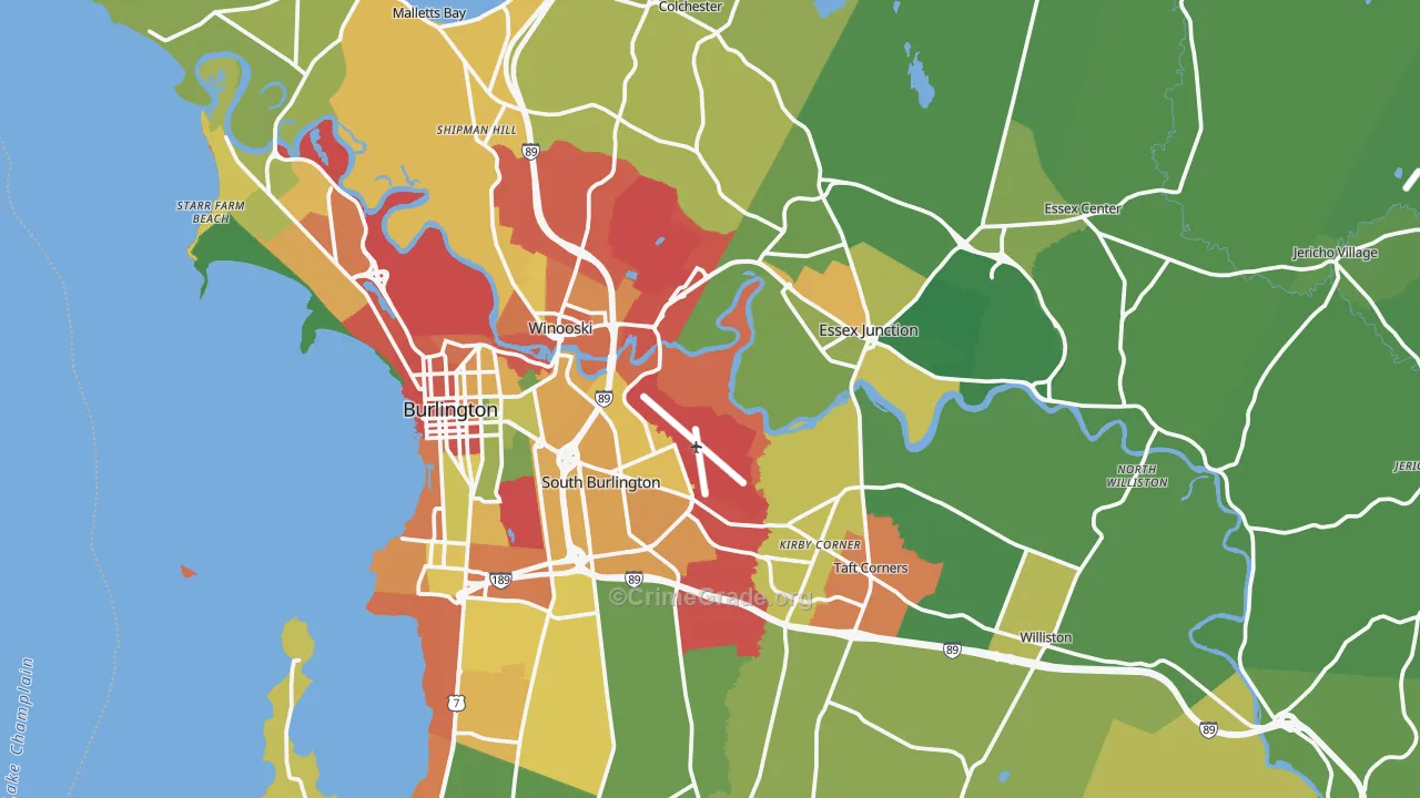 Chittenden County, VT Map of Assault Rates
