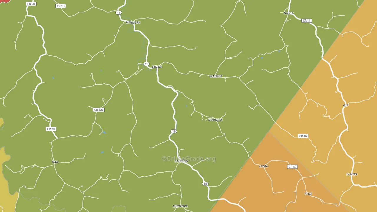 Chloe, WV Map of Assault Rates