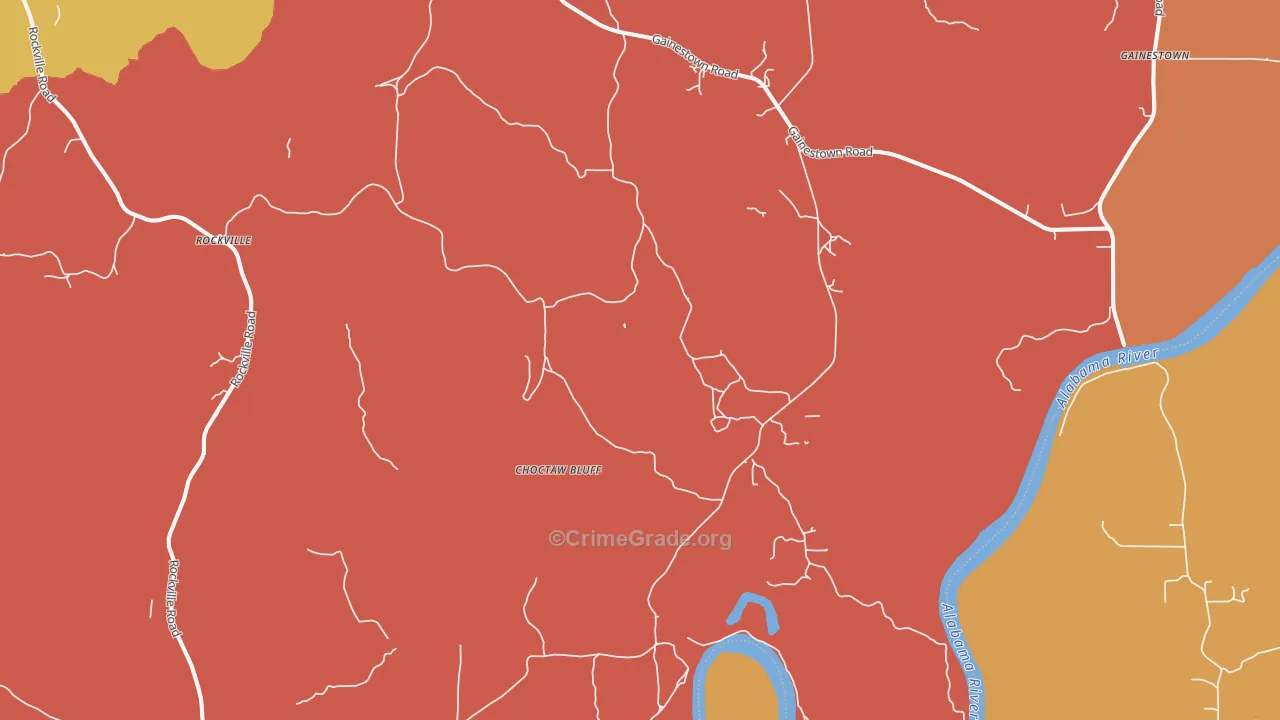 Choctaw Bluff, AL Map of Assault Rates