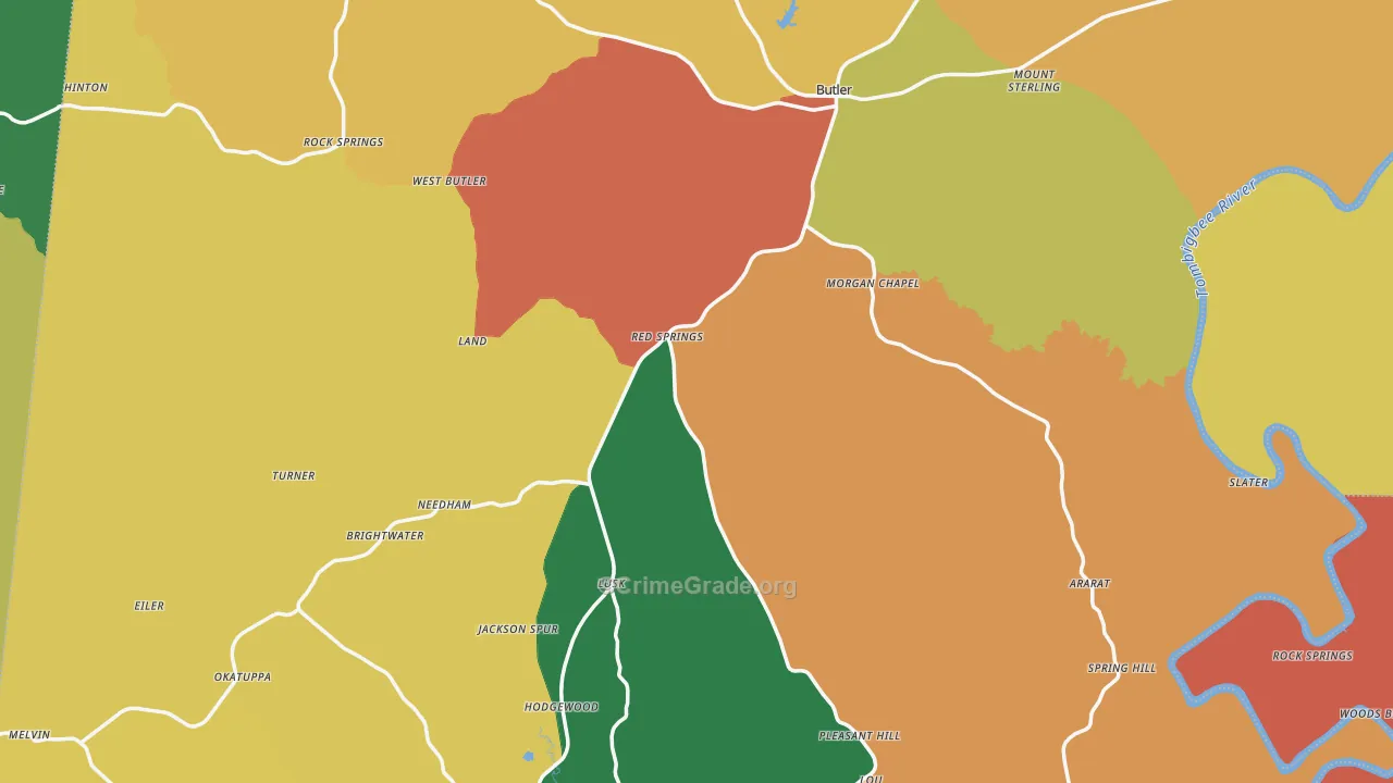 Choctaw County, AL Map of Assault Rates
