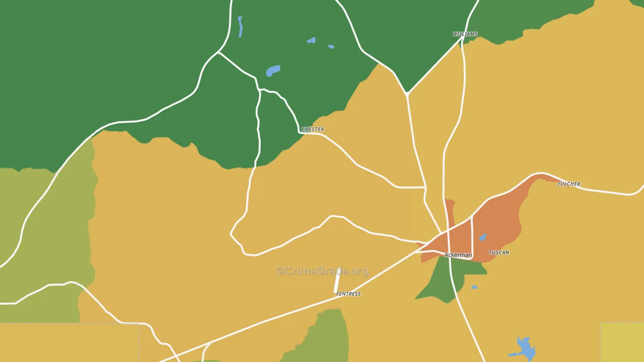 Choctaw County, MS Map of Assault Rates