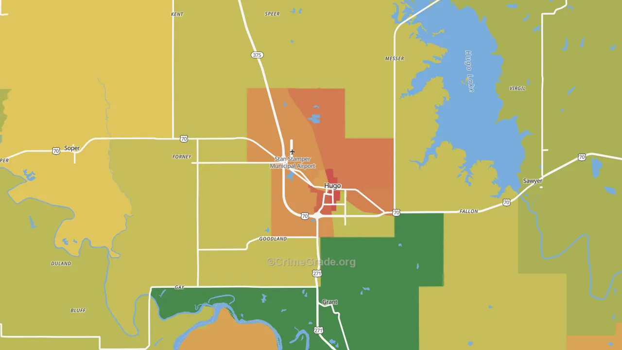 Choctaw County, OK Map of Assault Rates