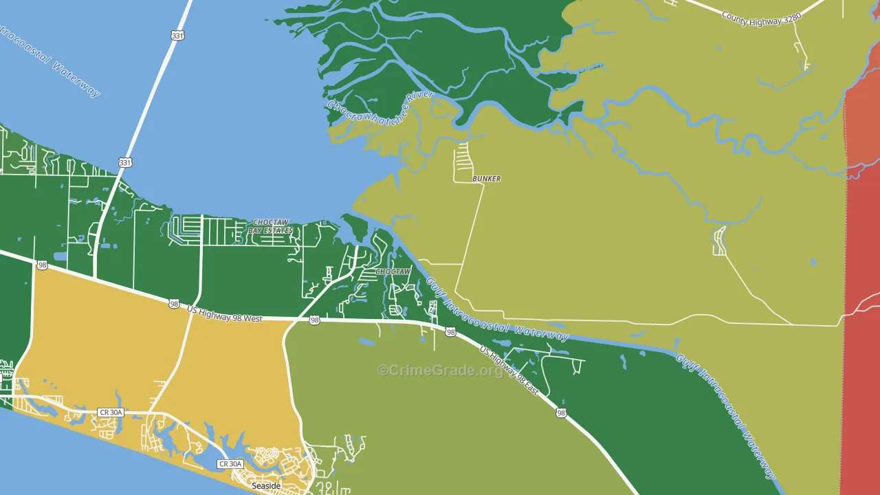 Choctaw, FL Map of Assault Rates