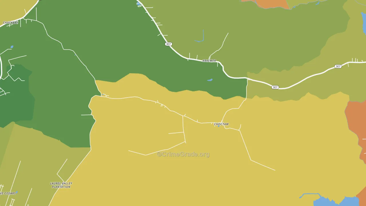 Choctaw, LA Map of Assault Rates