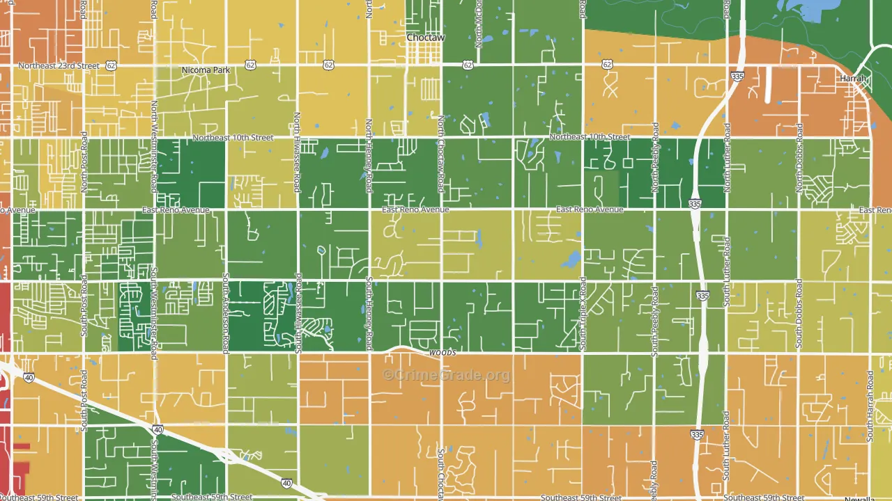 Choctaw, OK Map of Assault Rates