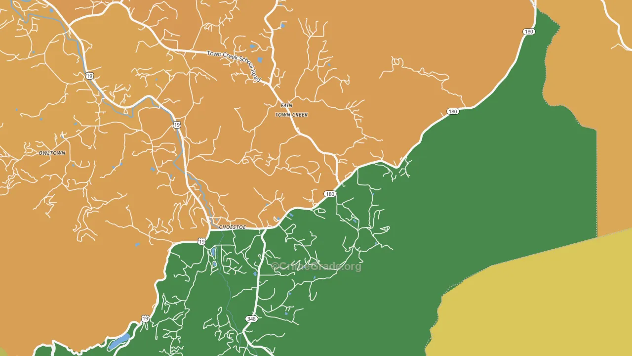 Choestoe, GA Map of Assault Rates
