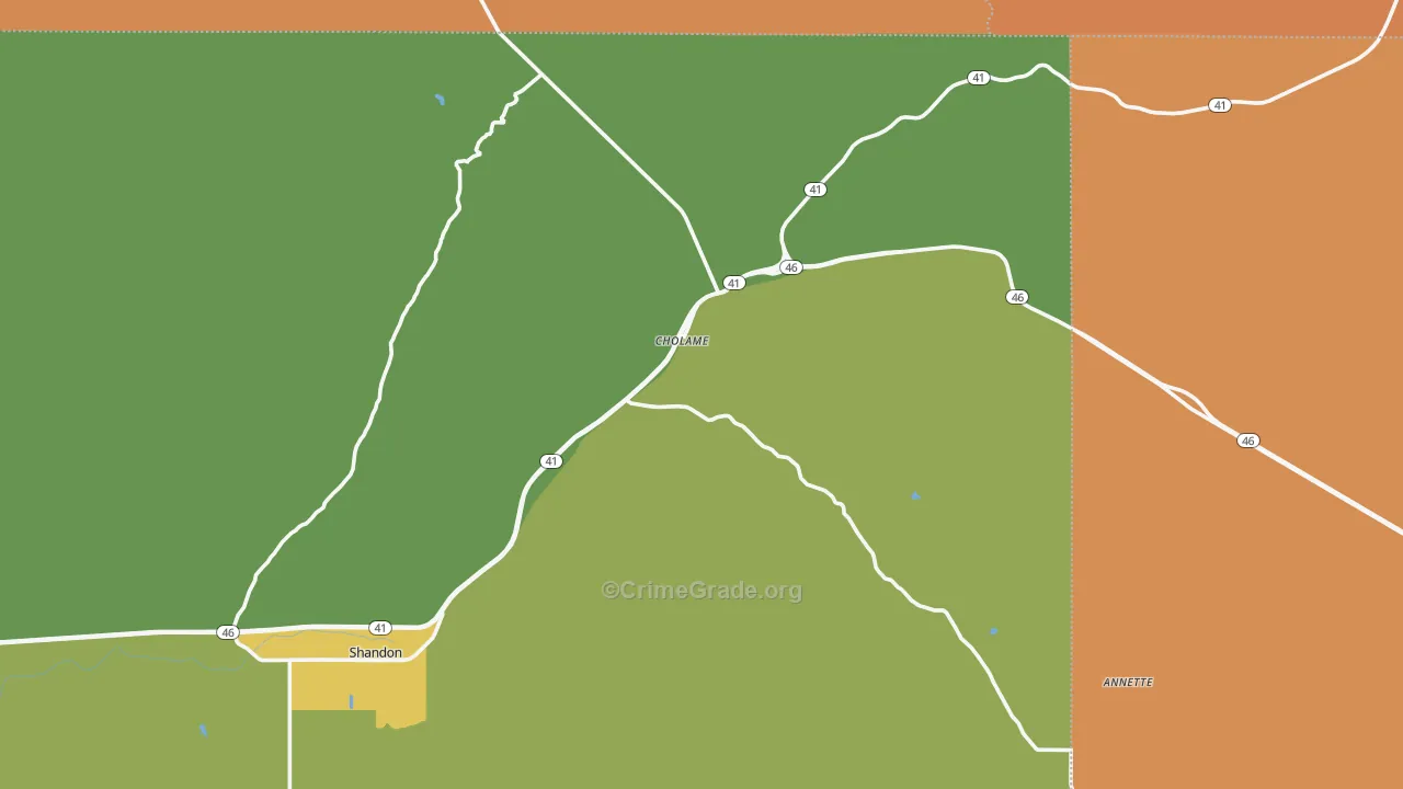 Cholame, CA Map of Assault Rates