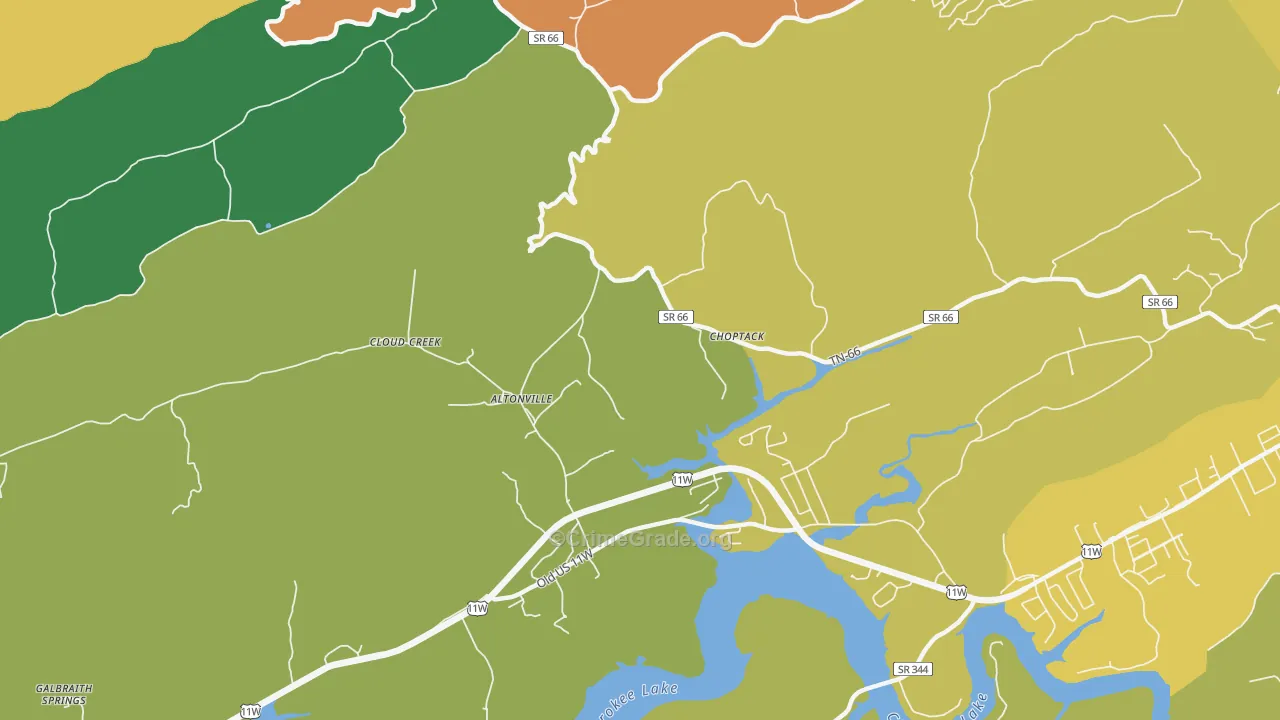Choptack, TN Map of Assault Rates