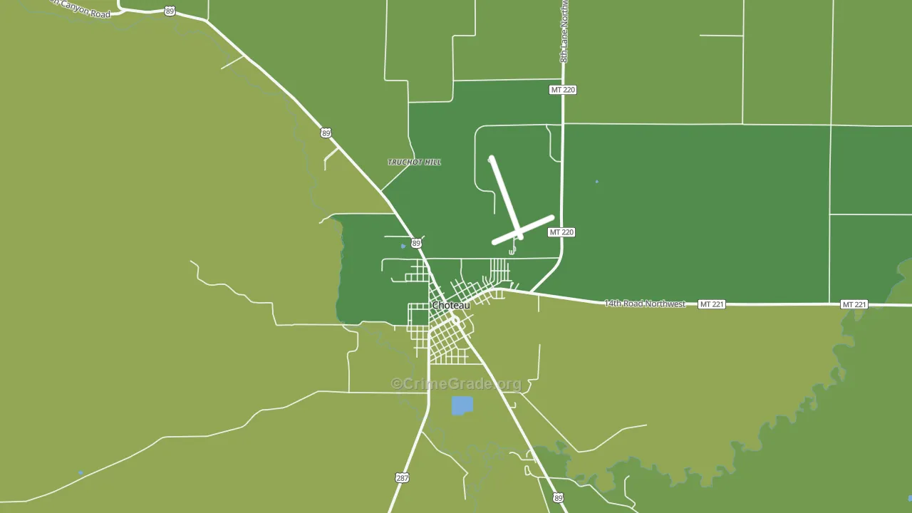 Choteau Junction, MT Map of Assault Rates