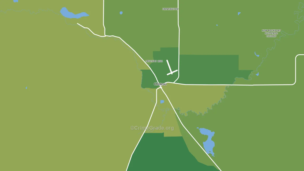 Choteau, MT Map of Assault Rates
