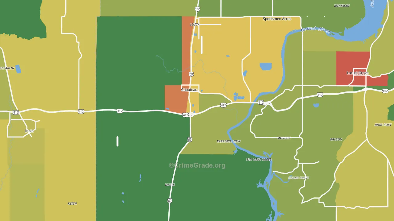 Chouteau, OK Map of Assault Rates