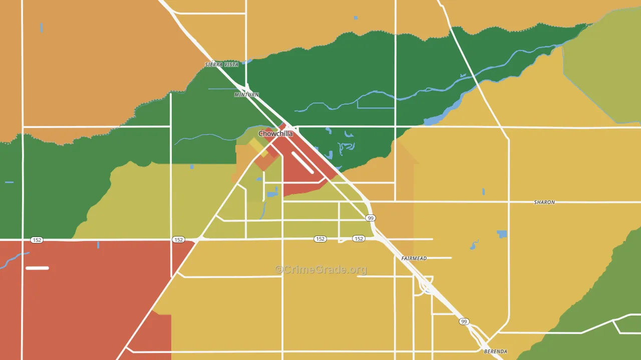 Chowchilla, CA Map of Assault Rates