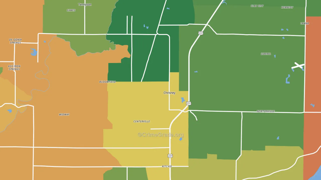 Chrisney, IN Map of Assault Rates