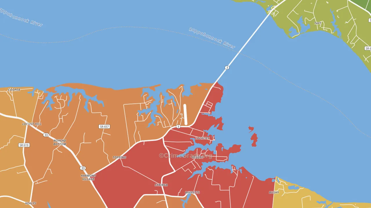 Christchurch, VA Map of Assault Rates