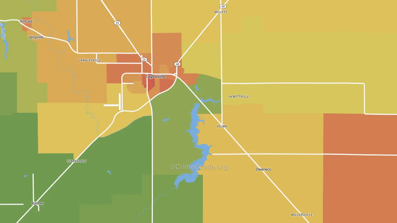 Christian County, IL Map of Assault Rates