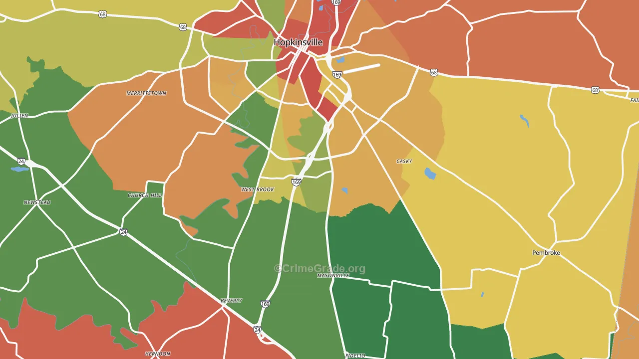 Christian County, KY Map of Assault Rates