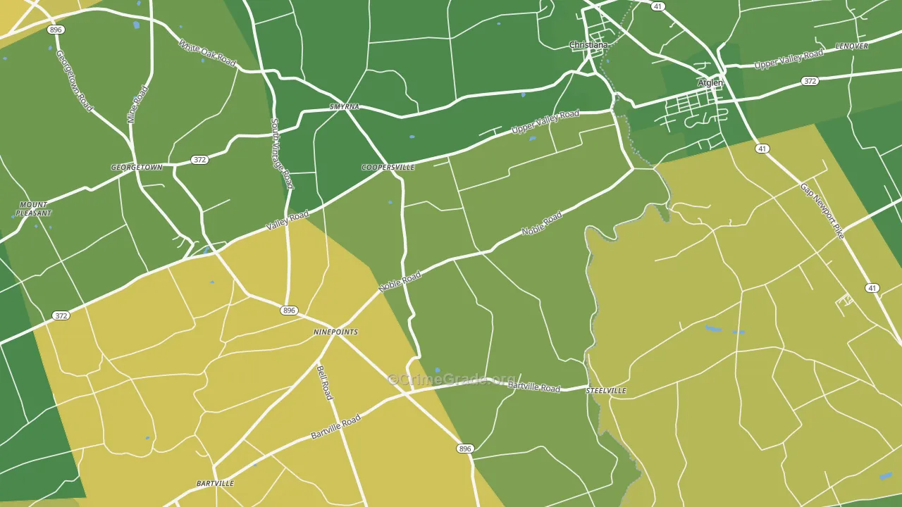 Christiana, PA Map of Assault Rates