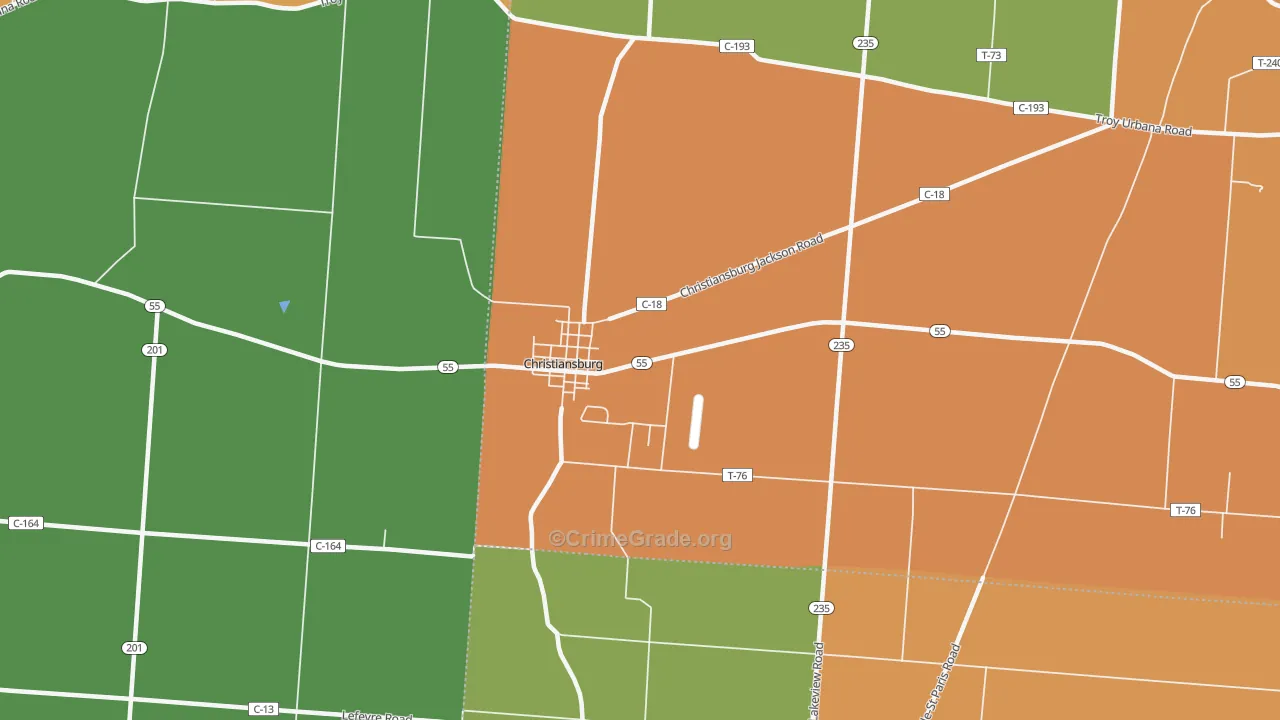 Christiansburg, OH Map of Assault Rates