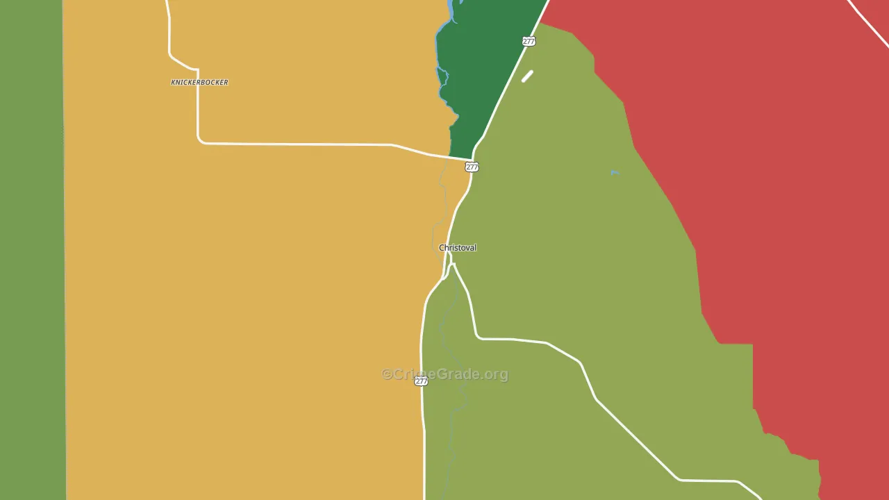 Christoval, TX Map of Assault Rates