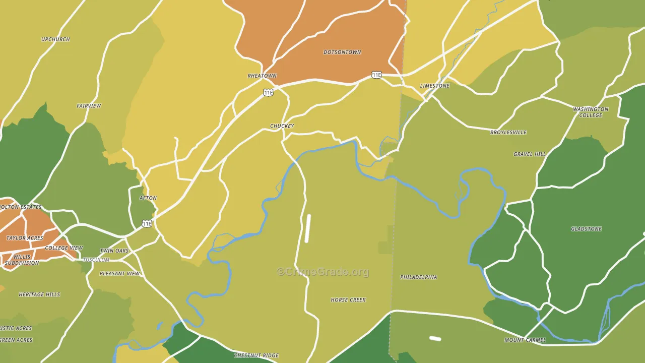 Chuckey, TN Map of Assault Rates